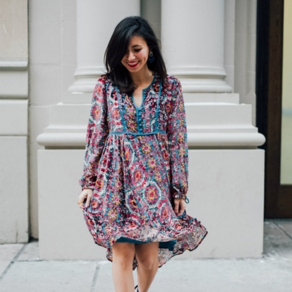 Anthropologie Dresses & Skirts - Anthropologie Floreat Velvet Peasant Abia Dress M